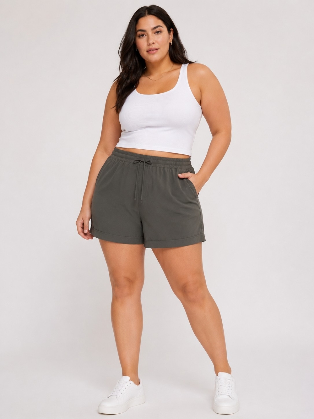 Mondetta Olive Drawstring Athletic Shorts